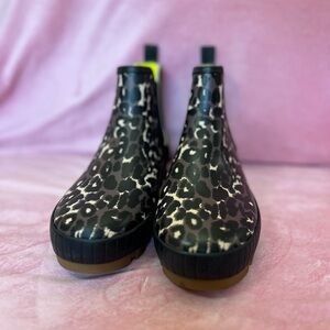 Sperry Black Leopard Print Women's Rain Boots